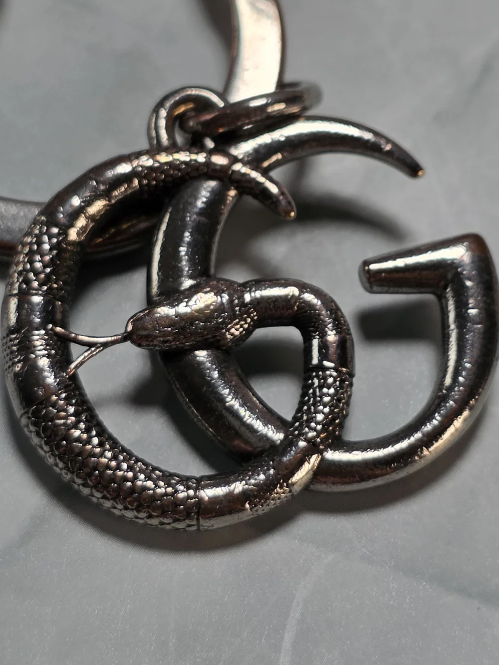 Gucci GG Kingsnake Logo Metal Key Chain Bag Charm
